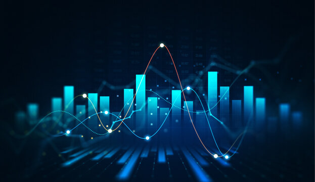 Finance chart,stock market business and exchange financial growth graph. Stock market investment trading graph growth.	