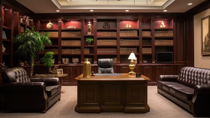 Inspiring office interior design Classic style Corporate Office with Open Space Design featuring Timeless elegance architecture. Generative AI AIG 31.