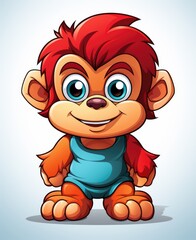 Obraz premium Cute baby monkey sitting on white background