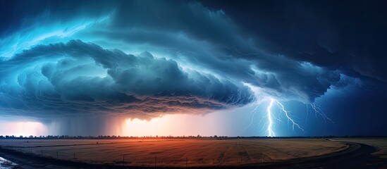 Incredible storm with intense lightning - obrazy, fototapety, plakaty