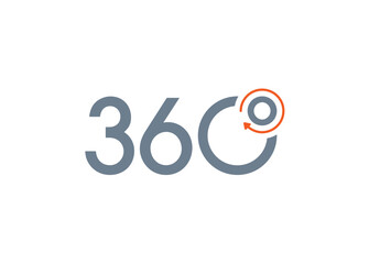 360 degree logo on white background. rotating arrow and 360 degrees logo