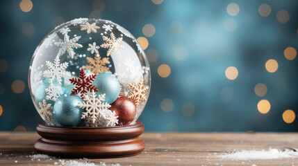 Fototapeta na wymiar Christmas ball on wooden background.