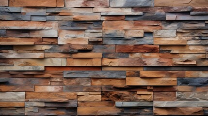 Multicolored stacked stone texture, stone cladding for wall
