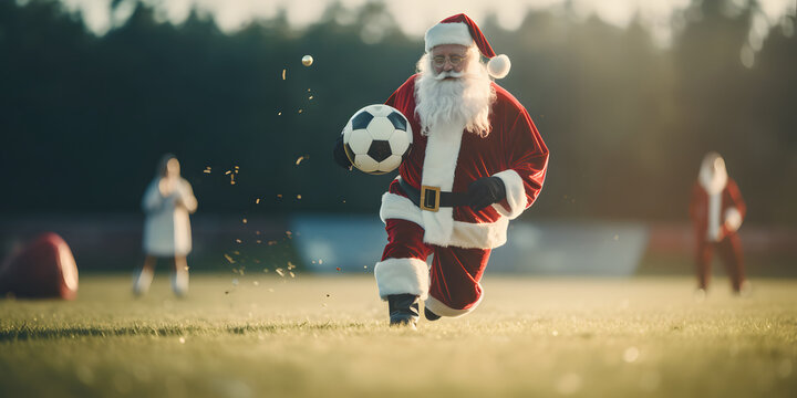 santa claus playing soccer