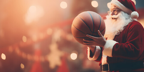santa claus playing basketball