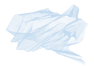 Light Blue Wavy Grid. Wavy Sheet of Irregular Shape Made of Lines. No Background. Abstract Element. Simple Folded Mesh.