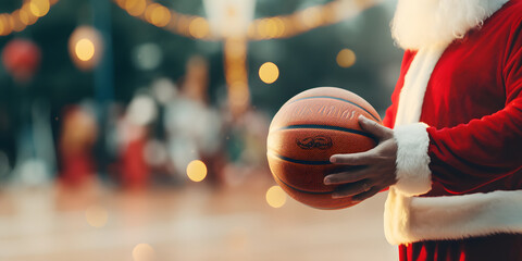 santa claus playing basketball