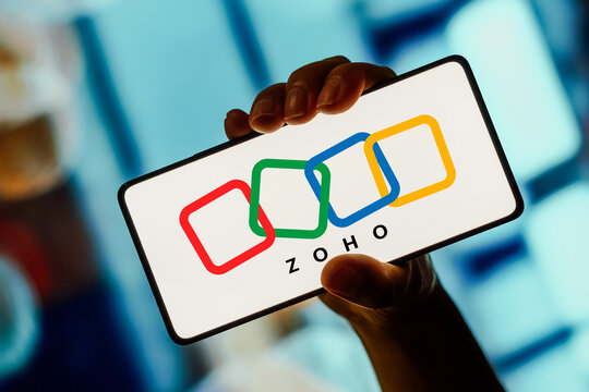 October 24, 2023, Brazil. In this photo illustration, the Zoho logo is displayed on a smartphone screen.
