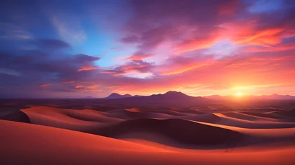 Gardinen Beautiful panoramic view of the sand dunes at sunset © Iman