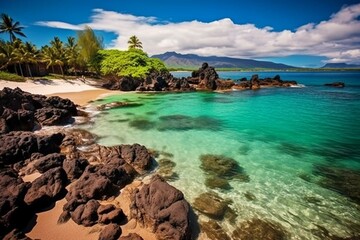 Amazing beaches in beautiful Maui, Hawaii, USA. Generative AI