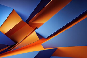 Fototapeta premium An abstract background featuring orange and blue background, geometry mosaic style