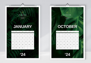 Green Forest Wall Calendar 2024 Layout