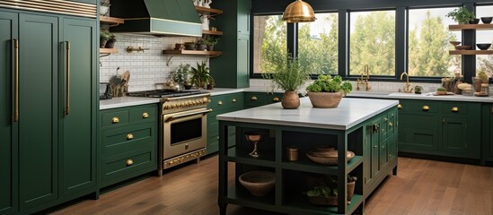 Kitchen cabinets in a Provo home Utah are green