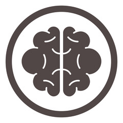 Human mind icon. Round black brain silhouette