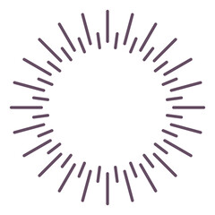 Vintage sunburst in black line style. Radial frame