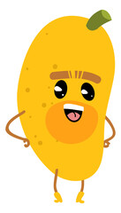 Fruit kawaii charcter. Funny mango face expression