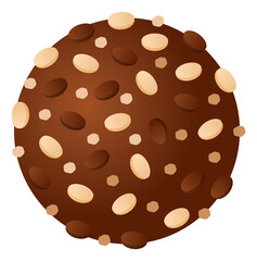 Chocolate bonbon candy. Sweet crafted nut sweet