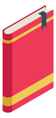 Isometric book with red striped hard cover