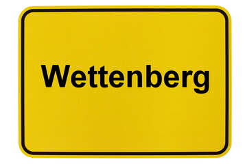 Illustration eines Ortsschildes der Gemeinde Wettenberg in Hessen - obrazy, fototapety, plakaty