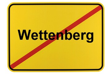 Illustration eines Ortsschildes der Gemeinde Wettenberg in Hessen - obrazy, fototapety, plakaty