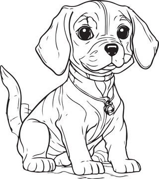 Free vector hand drawn kawaii coloring book illustration  Cute dog 