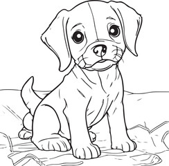 Free vector hand drawn kawaii coloring book illustration  Cute dog 