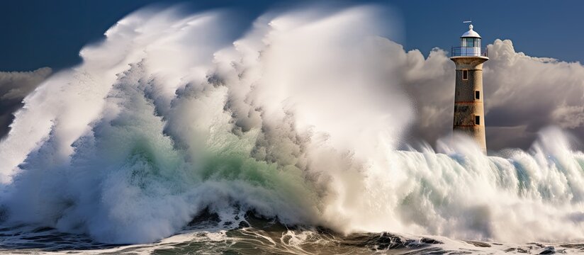 Large wave crashing on Plentzia s breakwater