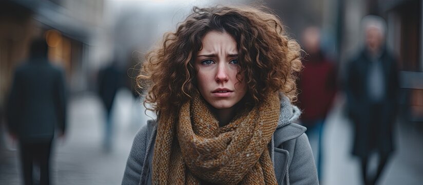 Lonely Woman In Winter Self Isolated Experiencing Seasonal Affective Disorder Staring Out The Window Sadly