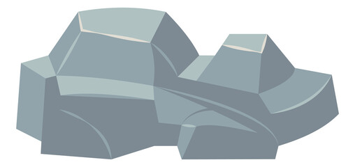Gray stone block. Isometric rock. Natural concrete