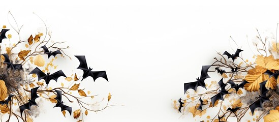 Halloween themed banner with a white background featuring bats pumpkins and spiders Ideal for text placement