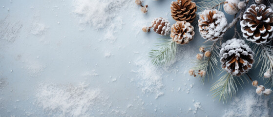 Christmas background with pine cones on the branches. new year 's background with space for copy....