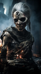 Dead Zombie skeleton came from dead land, Halloween time 