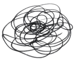Drawn doodles with black felt-tip pen, white background