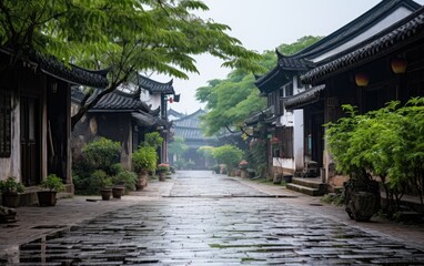 Obraz premium Winding alleys and streets of ancient Republic of China period