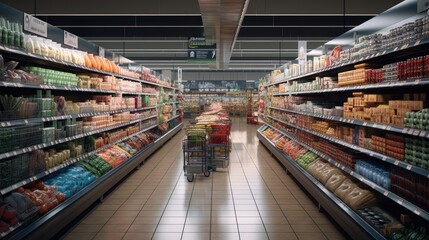 empty supermarket shelves, a visual representation of the impact of stay-at-home orders, highlighting the effects on everyday life.