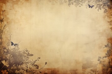 Fototapeta premium Grunge old paper background with flowers