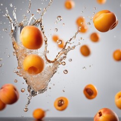 Apricot splashed into water