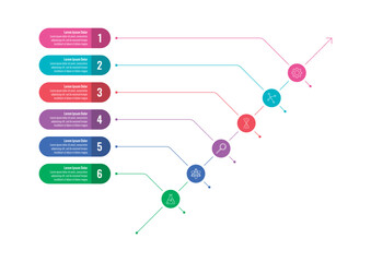 arrow sign infographic template. internet, web, magazine, annual report information template. infographic template for business, science, education world. six steps infographic template