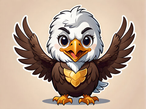 cute eagle cartoon style animal illustration