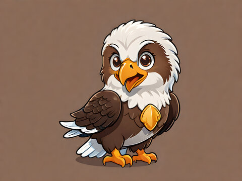 cute eagle cartoon style animal illustration