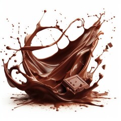  liquid chocolate splash tornado isolated on white background generative ai