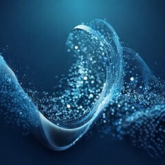 abstract blue particles wave background, generative AI