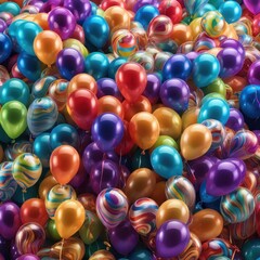 Fototapeta na wymiar Shiny multicolored balloons for celebrations and event