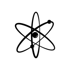 chemical atom orbit cartoon. element power, circle nucleus, neutron physics chemical atom orbit sign. isolated symbol vector illustration