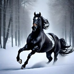 Obraz premium black and white horse generative AI tool