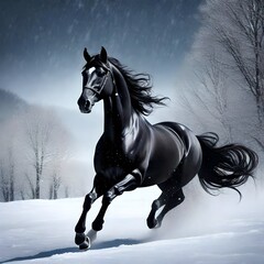 Obraz na płótnie Canvas horse in the snow generative AI tool