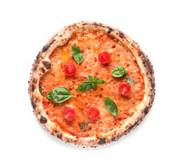 Tasty pizza Margarita on white background