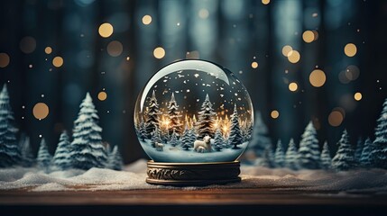 Fototapeta na wymiar Empty snow globe Christmas background. Christmas snow globe. Generative AI