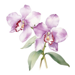 Obraz premium Orchid Watercolor hand drawn Illustration on White Background