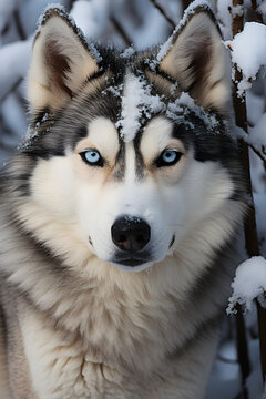 Siberian husky dog with blue eyes 